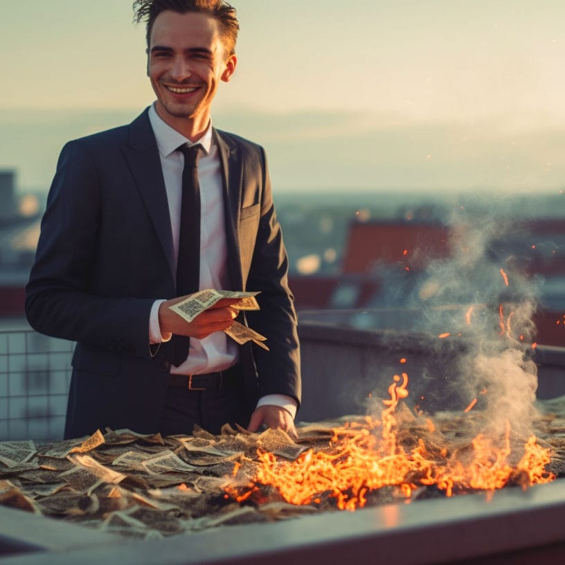 burbng-man-2 burning money for recruiting ideas